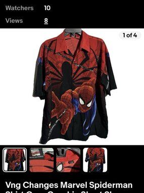 Y2K Changes Marvel Spider-Man 2002 AOP Button Up L